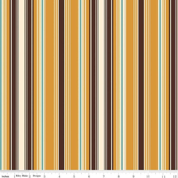 Handmade Valance or Curtain Panel Cowboys Stripes Ochre