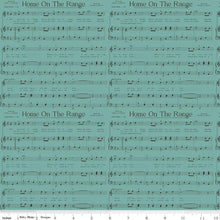 Load image into Gallery viewer, Handmade Valance or Curtain Panel Cowboys Music Teal
