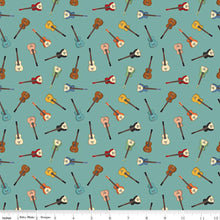 Load image into Gallery viewer, Handmade Valance or Curtain Panel Cowboys Guitars Teal

