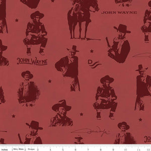 John Wayne Silhouettes Red Cotton Fabric