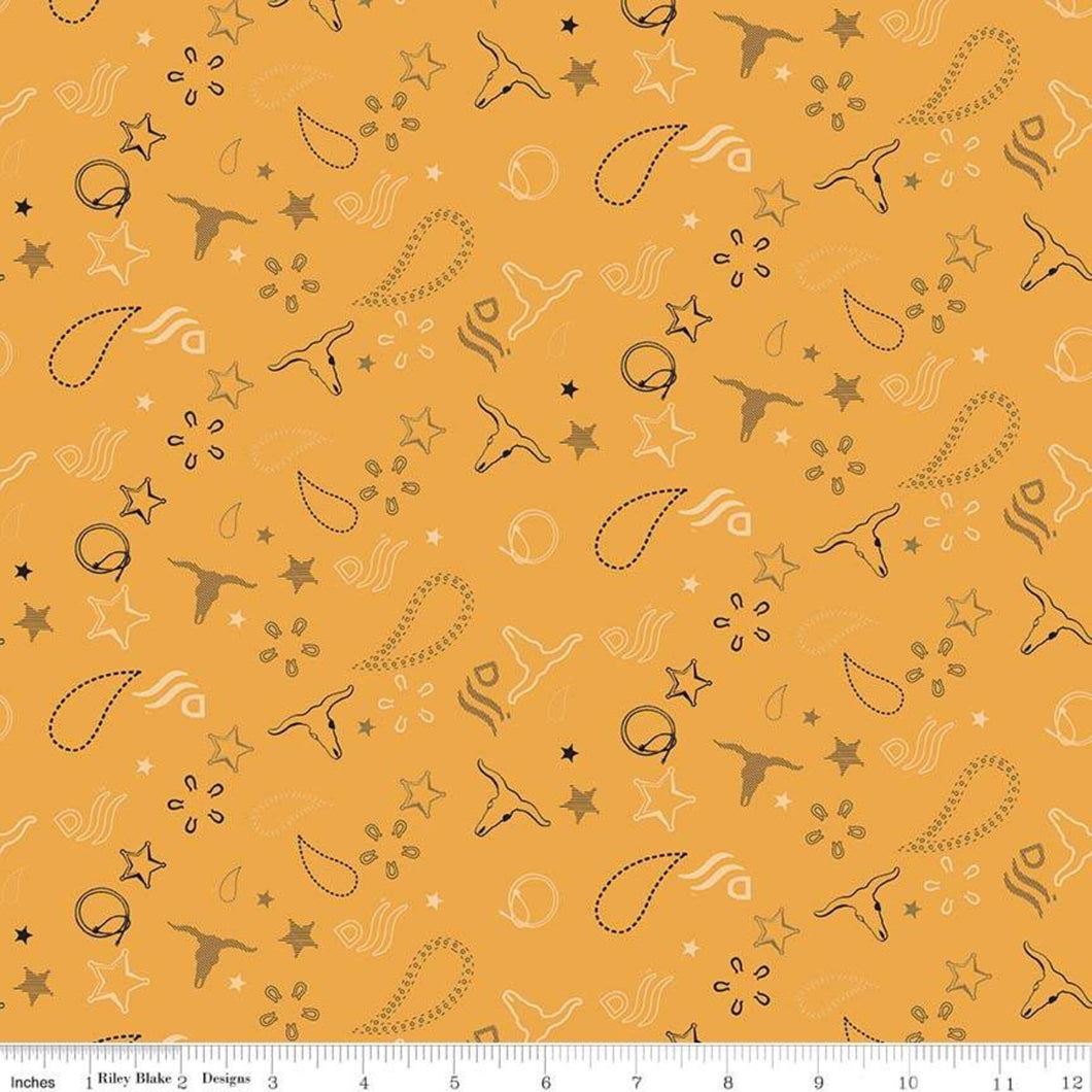 John Wayne Bandana Yellow Cotton Fabric