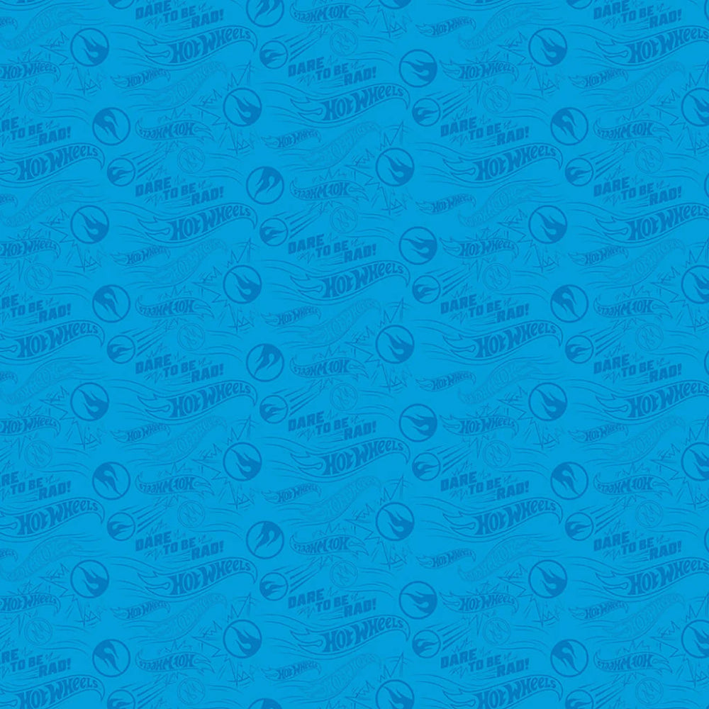 Hot Wheels Blue Dare to be Rad Cotton Fabric