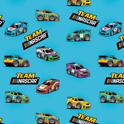 Team Nascar-Nascar Team Mini Cars Cotton Fabric
