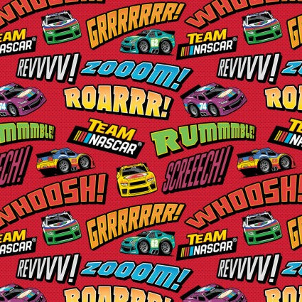 Team Nascar-Nascar Revvv Red  Cotton Fabric