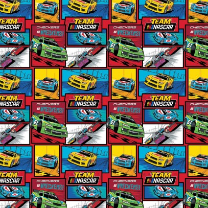 Team Nascar Chasing Checkers Cotton Fabric