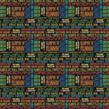 Team Nascar Drive Fast Cotton Fabric