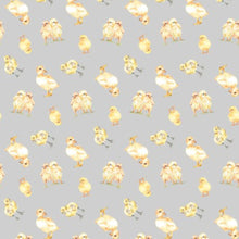 Load image into Gallery viewer, Handmade Placemat Or Table Runner Farm Life Chicks Light Grey Fabric
