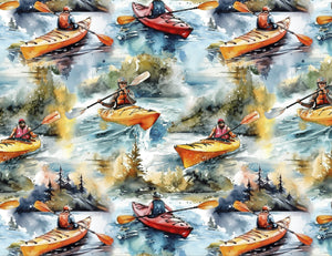 Handmade Placemat Or Table Runner Painterly Kayaks #3 Allover Print