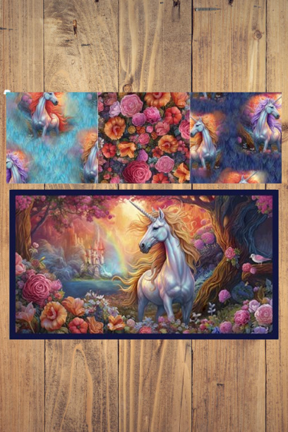 Mystical Unicorn Panel Fabric and 3 print Bundle Fat Quarter,  1/2 Yard or 1 Yard Cuts
