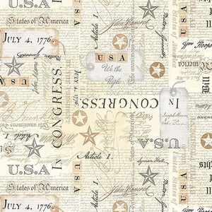 USA Bill of Rights Natural Cotton Fabric