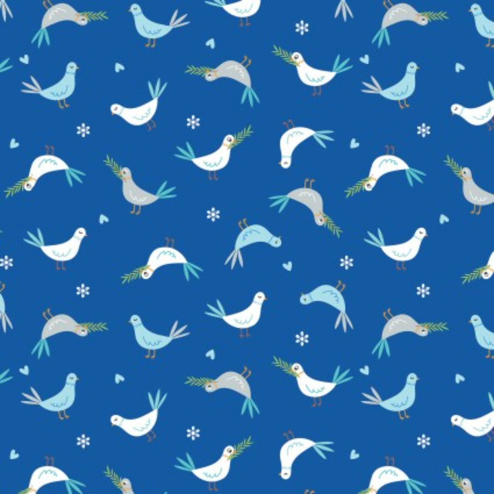Noah's Journey Doves of Peace Blue Cotton Fabric