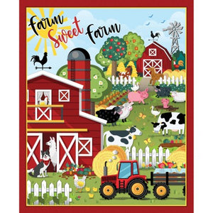 Barnyard Rules Sweet Farm Panel Cotton Fabric