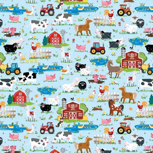 Barnyard Rules Farm Life Scenic Cotton Fabric