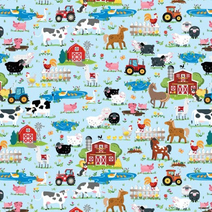 Barnyard Rules Farm Life Scenic Cotton Fabric