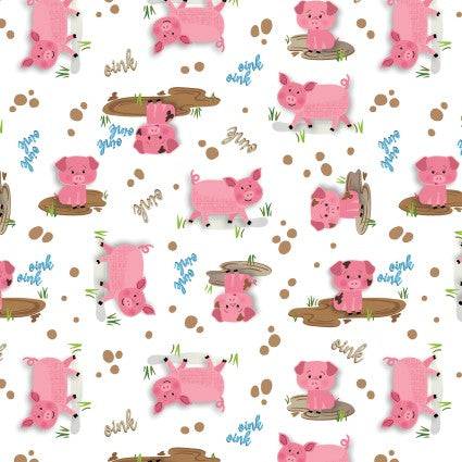 Barnyard Rules Hog Heaven Cotton Fabric