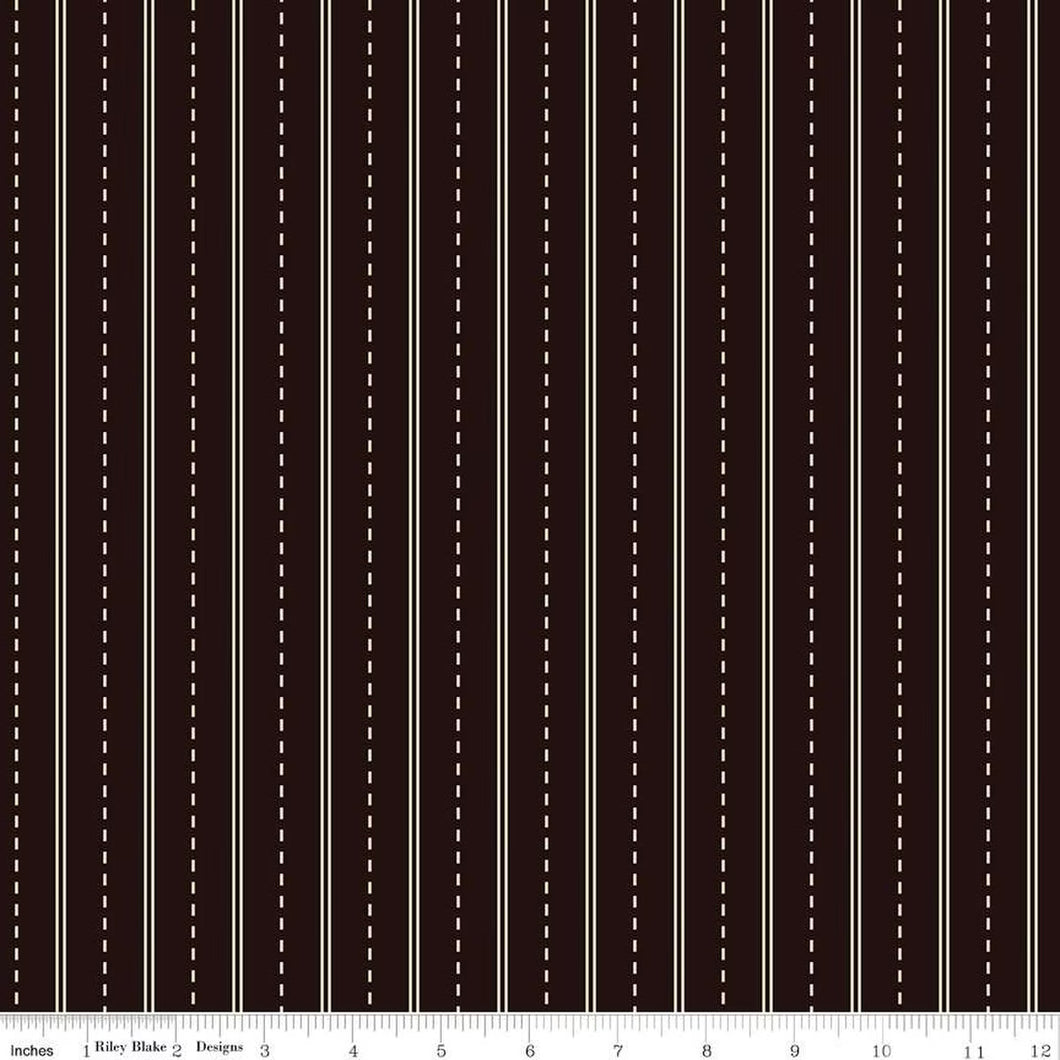 Route 66 Road Stripes Black Cotton Fabric