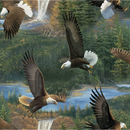 Wild Wings Scenic Somerset Point Eagles Cotton Fabric