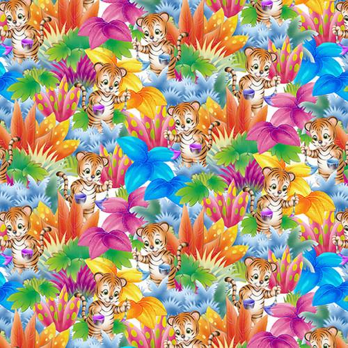 Painting The World Tigers Cotton Fabric
