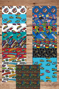 Car Racing by Camelot Flat Fold Assortment 60 Yard Bundle Cotton Fabric
