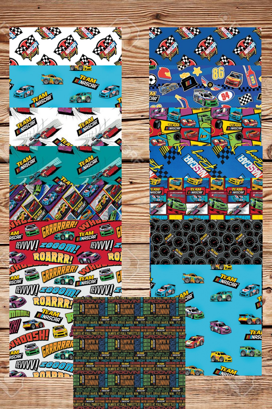 Car Racing by Camelot Flat Fold Assortment 25 Yard Bundle Cotton Fabric