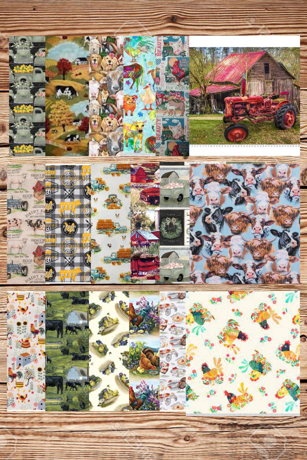 Assorted Farm Flat Fold Assortment 25 Yard Bundle Cotton Fabric