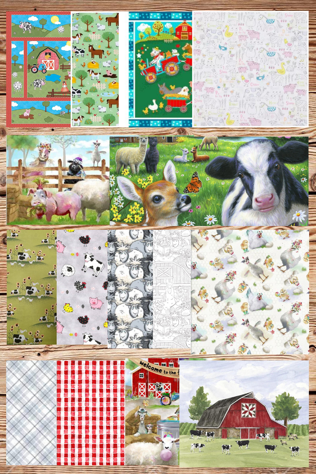 Assorted Nursery Farm Flat Fold Assortment 25 Yard Bundle Cotton Fabric