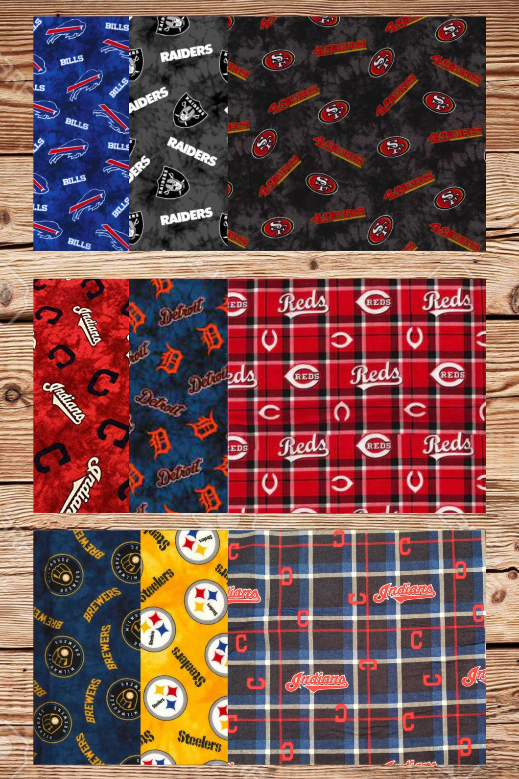 10 Fat Quarters -  Assorted Sports Flannel Fat Quarter Bundle