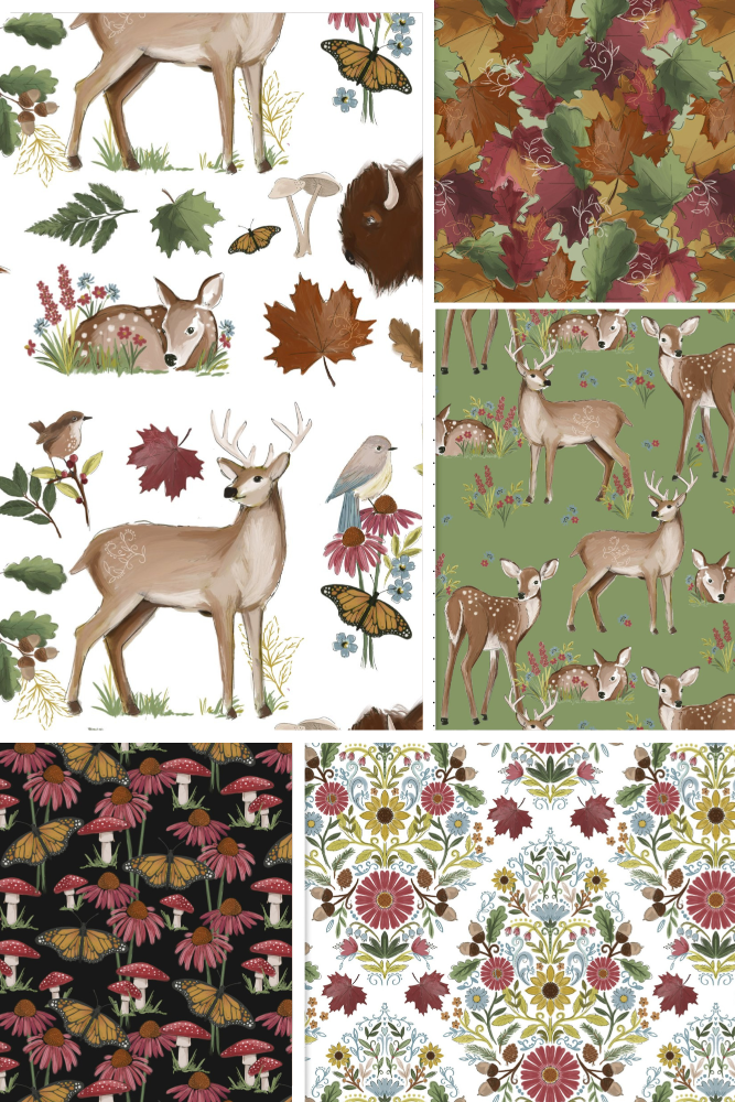 Assorted Autumn Meadow Flat Fold Assortment 10 or 25 Yards Bundle Cotton Fabric