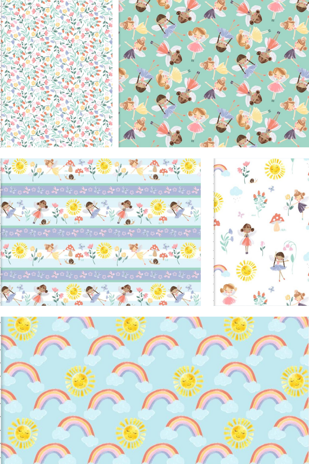 Assorted Pixie Dust Fairy Flannel Flat Fold Assortment 10 or 25 Yards Bundle Cotton Fabric
