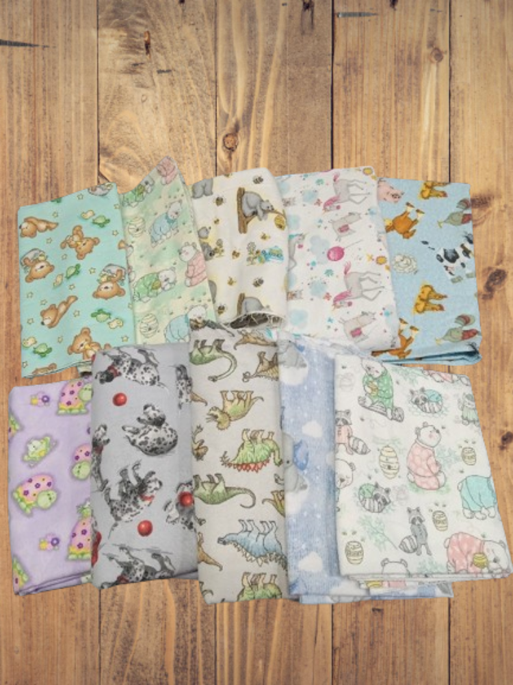 Assorted Children's A.E. Nathan Flannel - 1/2 Yard Cuts -  10 Prints- Fabric Bundle