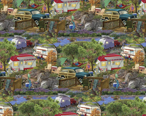 Handmade Placemat Or Table Runner Mountain Camper Allover