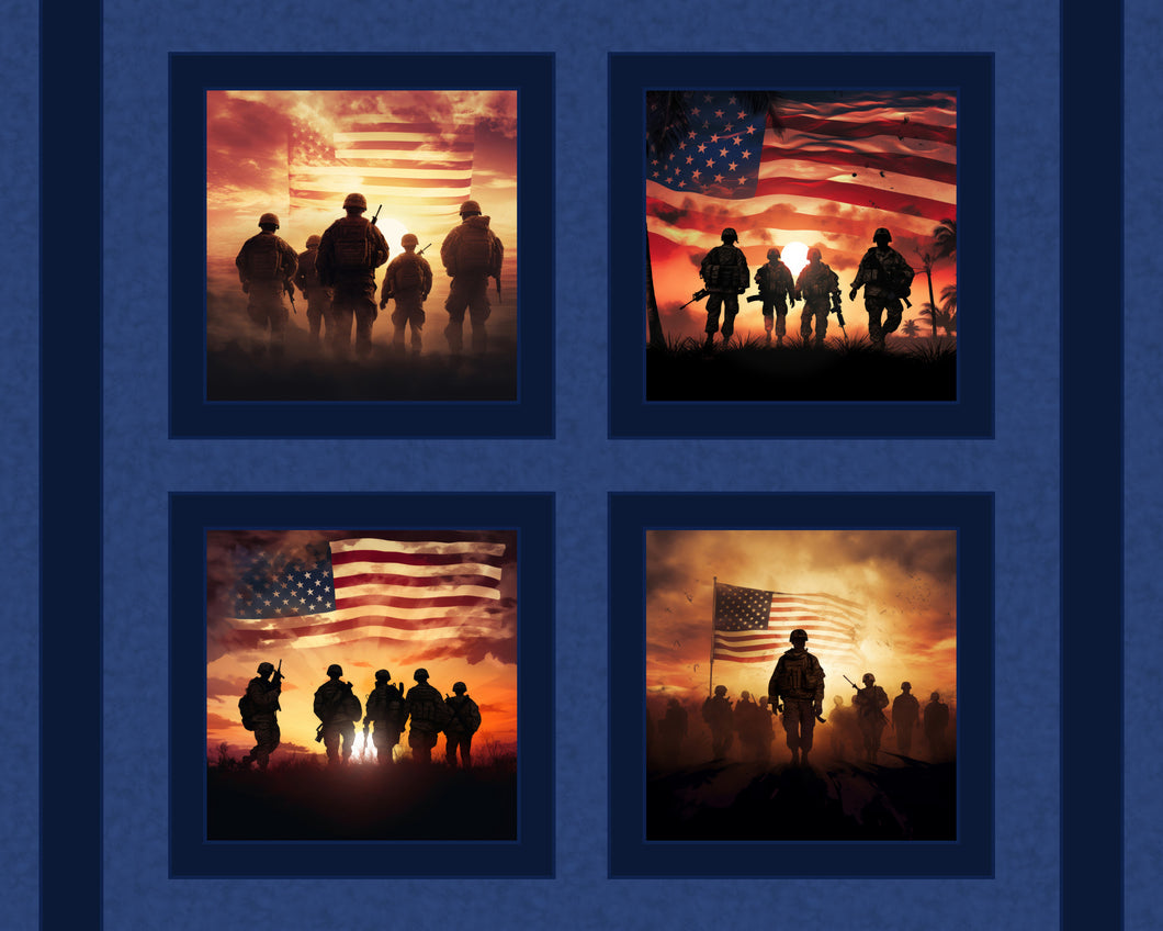 American Soldier Pillow Panel Cotton Fabric