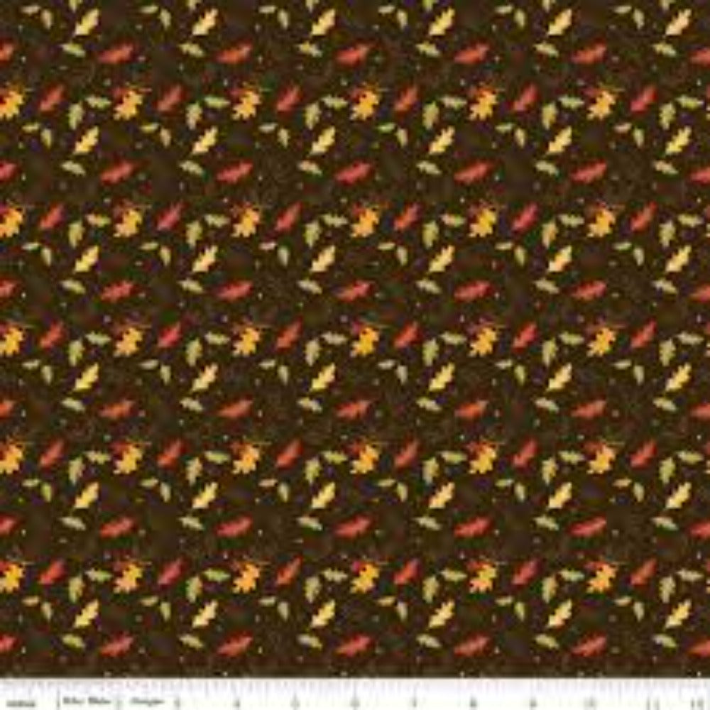 Awesome Autumn Leaves Raisin Cotton Fabric