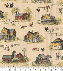 Handmade Placemat Or Table Runner Chickens On Farm Tan