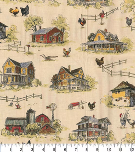 Handmade Placemat Or Table Runner Chickens On Farm Tan