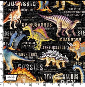 Handmade Placemat Or Table Runner Dinosaur Land Black