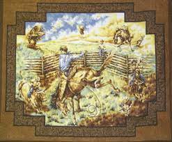 45" Rawhide Wall Hanging Brown Panel Fabric