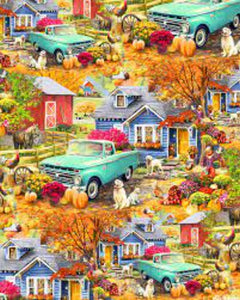 Autumn Cottage Cotton Fabric