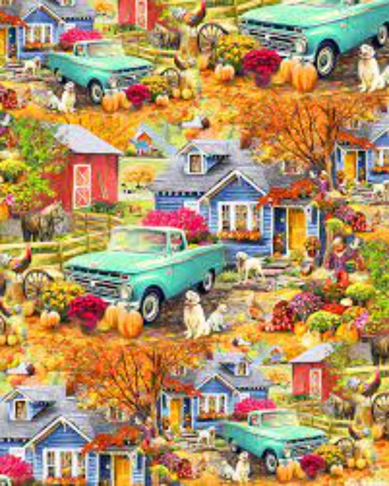 Autumn Cottage Cotton Fabric