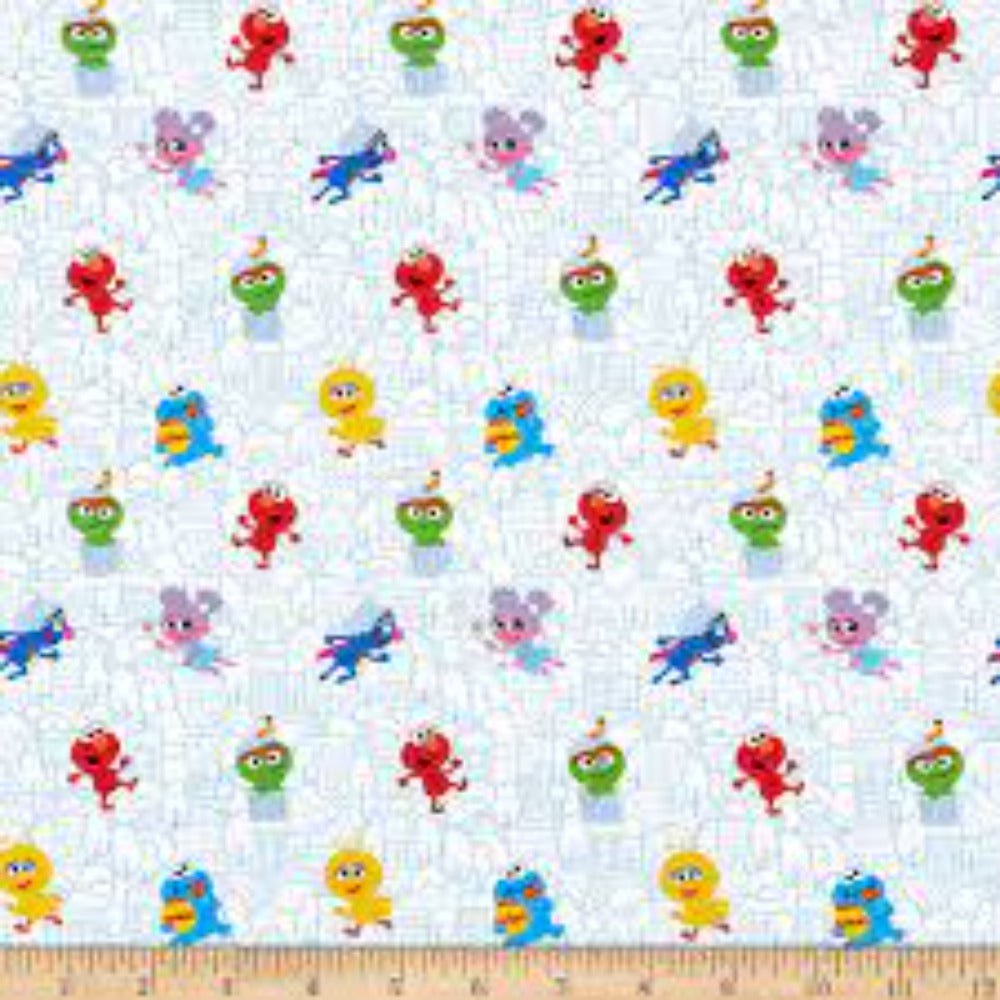 Sesame Street Outline Characters Cotton Fabric by the Yard