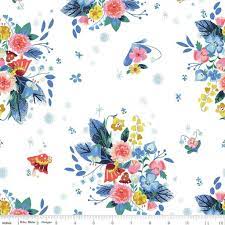 Down the Rabbit Hole White Cotton Fabric