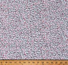 Romance Hugs Valentine White Cotton Fabric
