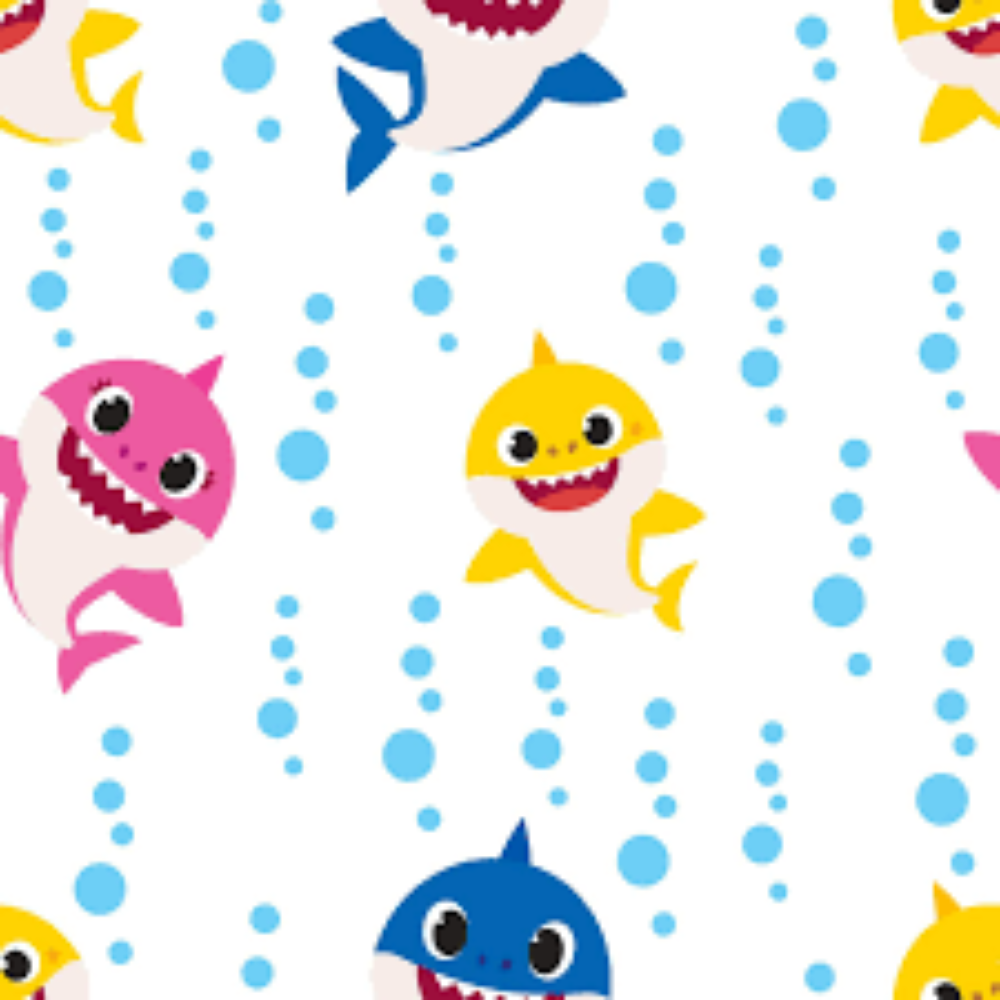 Baby Shark Family Bubble Blast Cotton Fabric