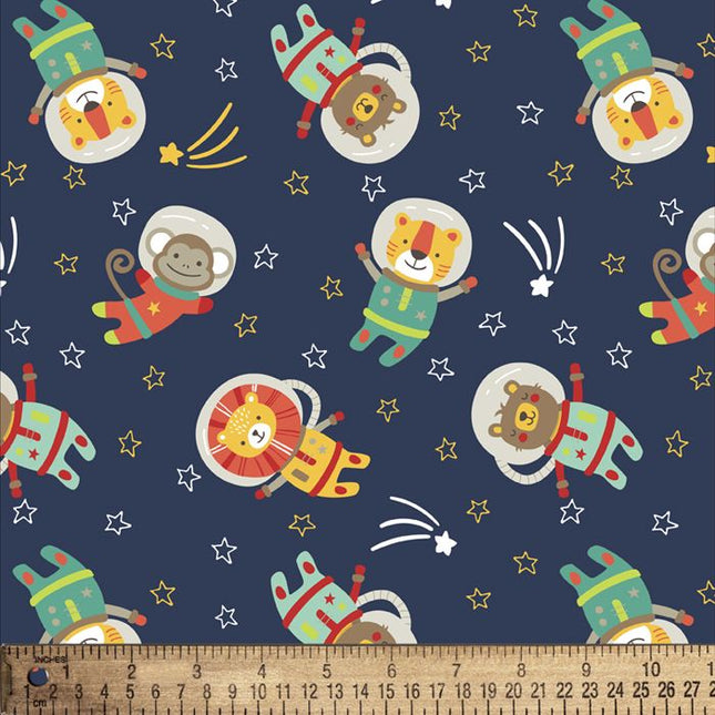 Space Kids Flannel Fabric