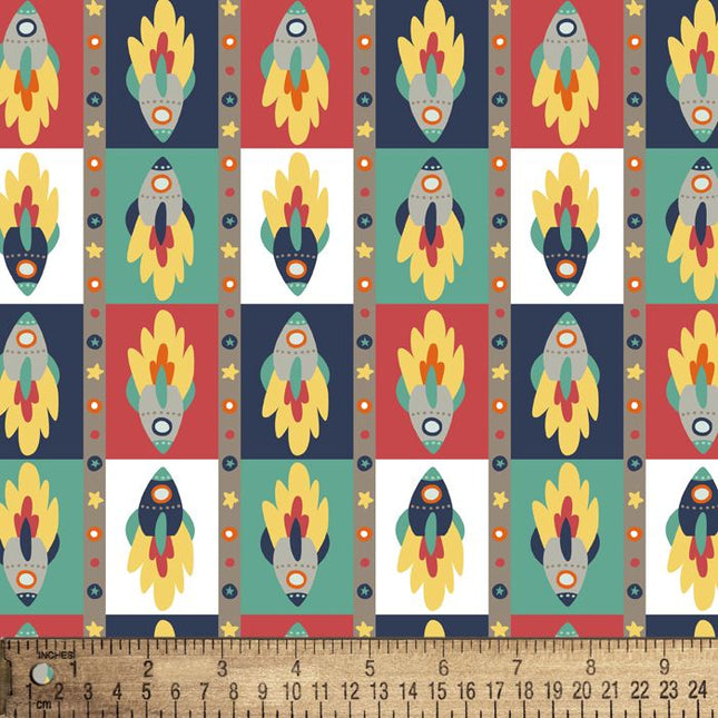 Rocket Grid Flannel Fabric