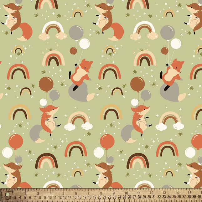 Foxes and Rainbows Flannel Fabric