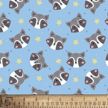 Load image into Gallery viewer, Handmade Blanket, Burp Rag/ Security Blanket, and Bib Raccoon Raccoon Blue
