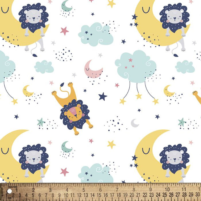 Sleepy Lion Flannel Fabric