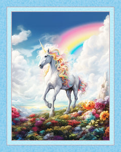 End Of The Rainbow Unicorn Panel Cotton Fabric