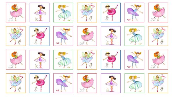 Little Ballerinas White Cotton Fabric